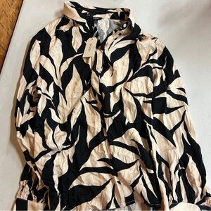 NWT ADOR Black and Beige Patterned Blouse - Size M